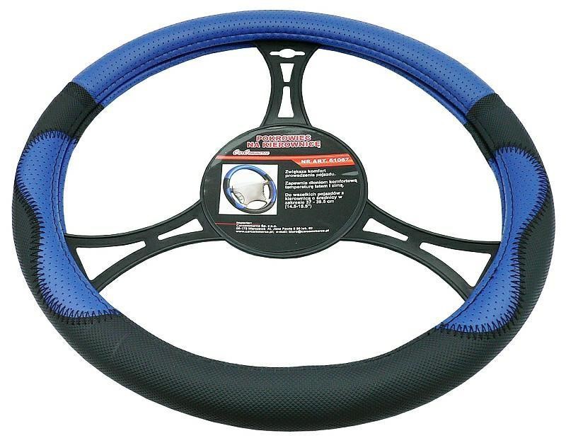 Carcommerce 61067 Steering Wheel Cover Black - Blue 61067