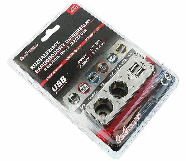 Charger, 2 sockets + 2 USB connectors Carcommerce 42932
