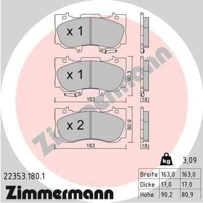 Otto Zimmermann 22353.180.1 Brake Pad Set, disc brake 223531801