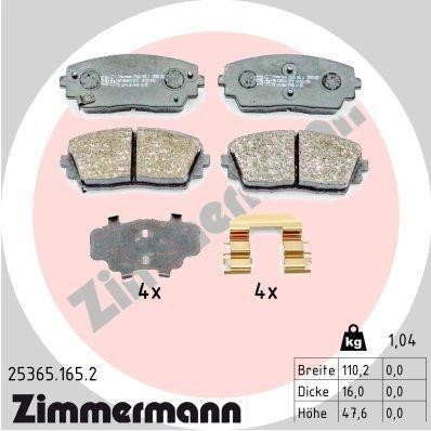 Otto Zimmermann 25365.165.2 Brake Pad Set, disc brake 253651652