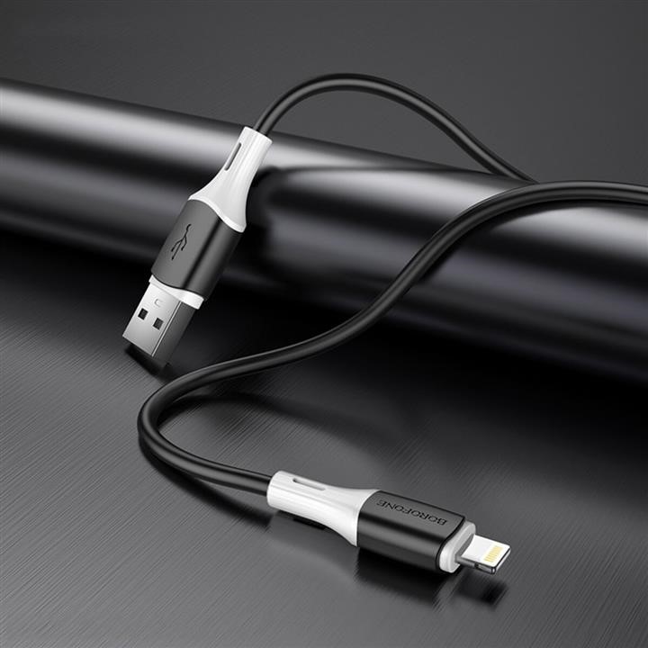 Borofone BX79 USB to iP 2.4A, 1m, silicone, silicone connectors, Black Borofone BX79LB