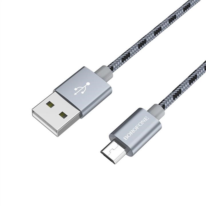Borofone BX24MMG Borofone BX24 USB to Micro 2.4A, 1m, nylon, aluminum connectors, Metal Gray BX24MMG