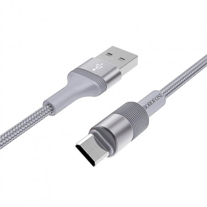 Borofone BX21MMG Borofone BX21 USB to Micro 2.4A, 1m, nylon, aluminum connectors, Metal Gray BX21MMG