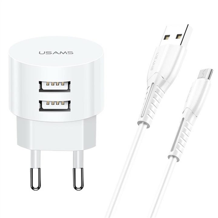 Usams XTXLOGT18MC05 AC charger Usams Travel Charging Set Send-Tu Series (T20 Dual USB Round Charger+U35 Micro cable) White XTXLOGT18MC05