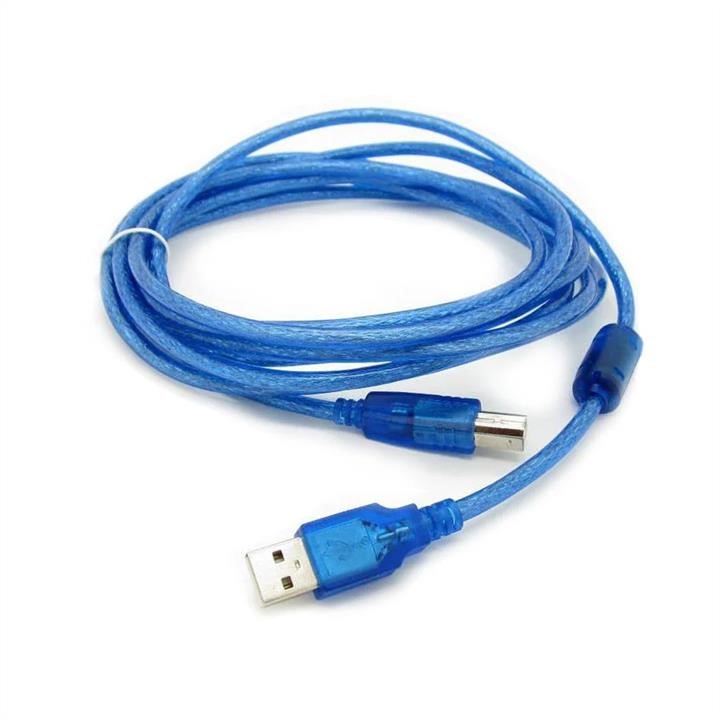 Ritar 17023 USB 2.0 cable RITAR AM/BM, 5.0m, 1 ferrite, transparent blue 17023