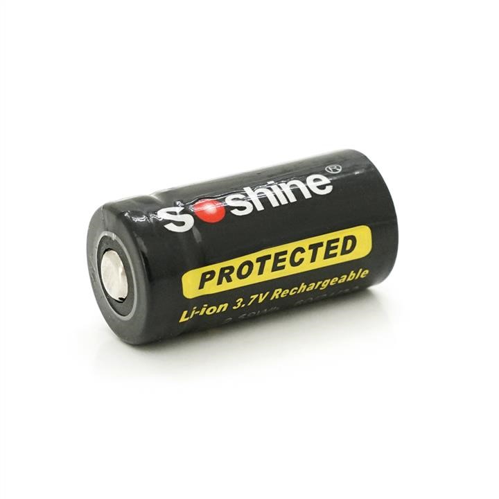Soshine 34710 Battery 16340/CR123 Li-Ion Soshine 16340P-3.7-700 Protected, 700mAh, 0.7A, 4.2/3.6/2.75V, Black 34710