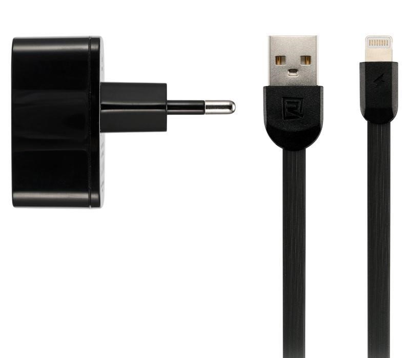Remax RP-U215I-BLACK 2.4 A Dual USB Charger + Data Cable for Lightning, black RPU215IBLACK