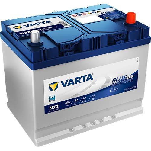 Varta 572501076D842 Battery Varta Blue Dynamic EFB 12V 72Ah 760A (EN) R+ 572501076D842
