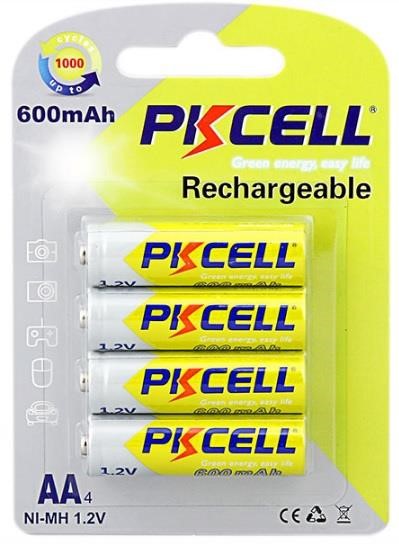 PkCell 09335 Battery PKCELL 1.2V AA 600mAh NiMH Rechargeable Battery, Q12 09335