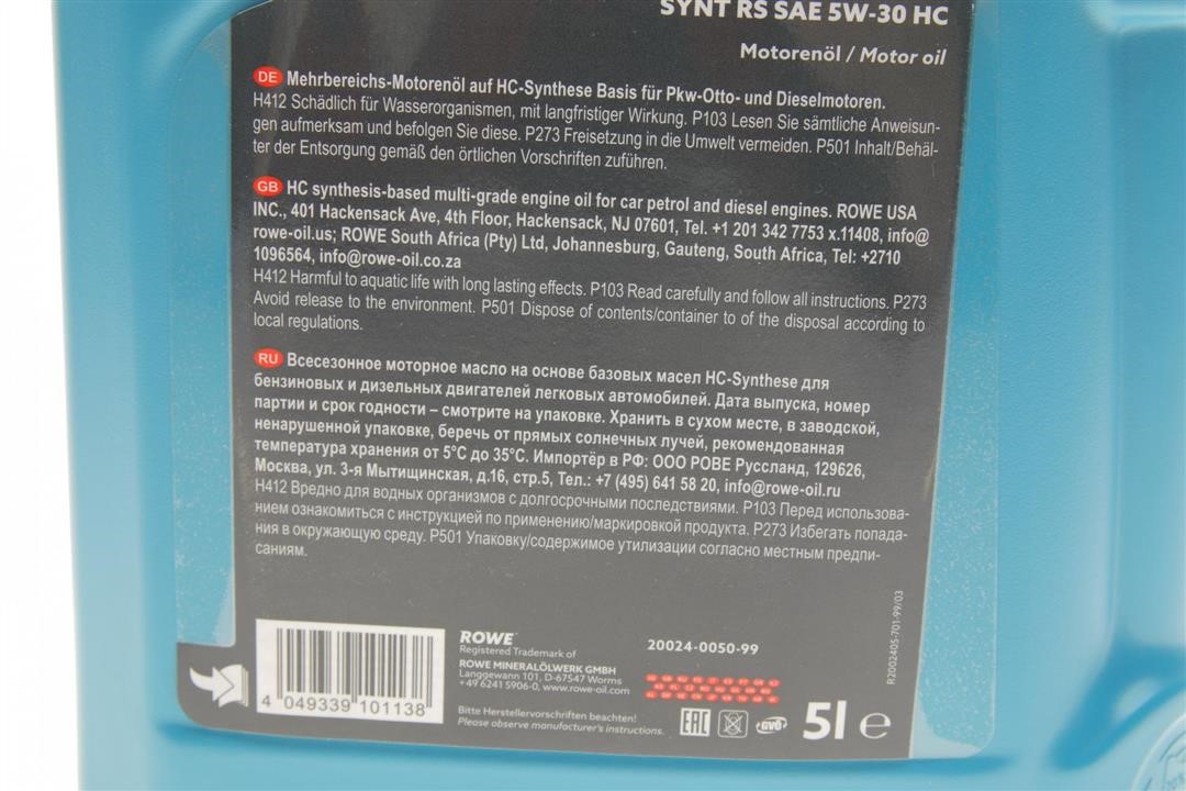 Engine oil ROWE HIGHTEC SYNT RS HC 5W-30, 5L Rowe 20024-0050-99