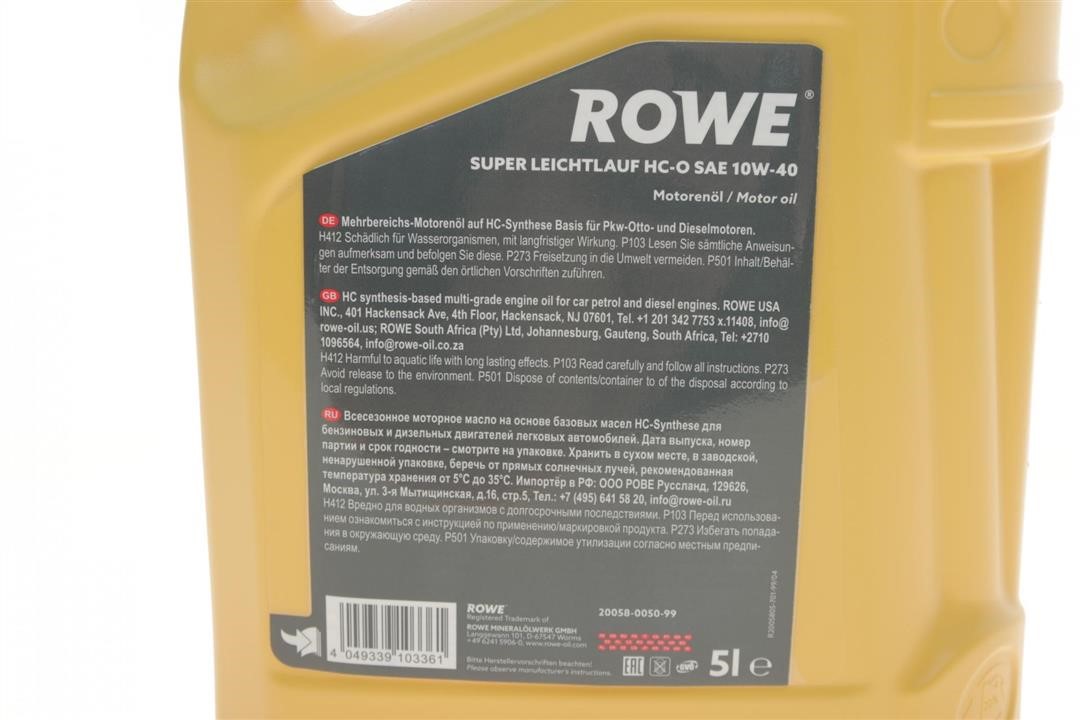 Engine oil ROWE HIGHTEC SUPER LEICHTLAUF HC-O 10W-40, 5L Rowe 20058-0050-99