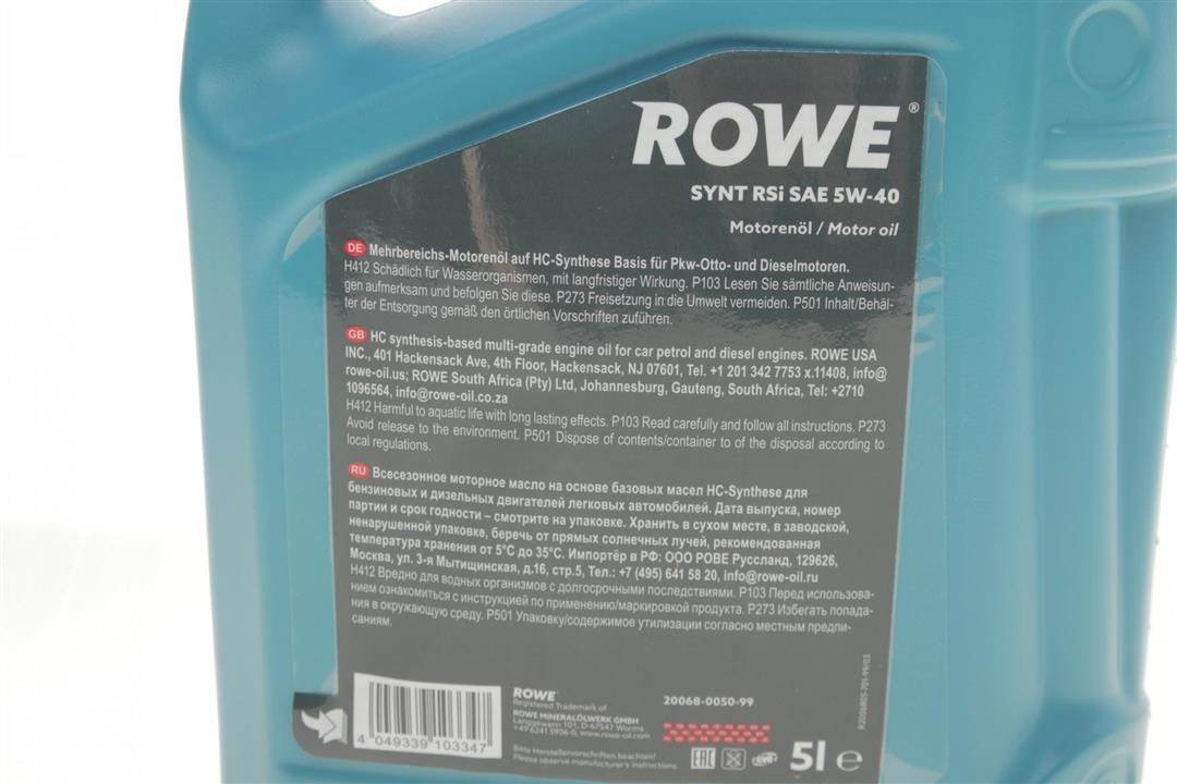 Engine oil ROWE HIGHTEC SYNT RSi 5W-40, 5L Rowe 20068-0050-99