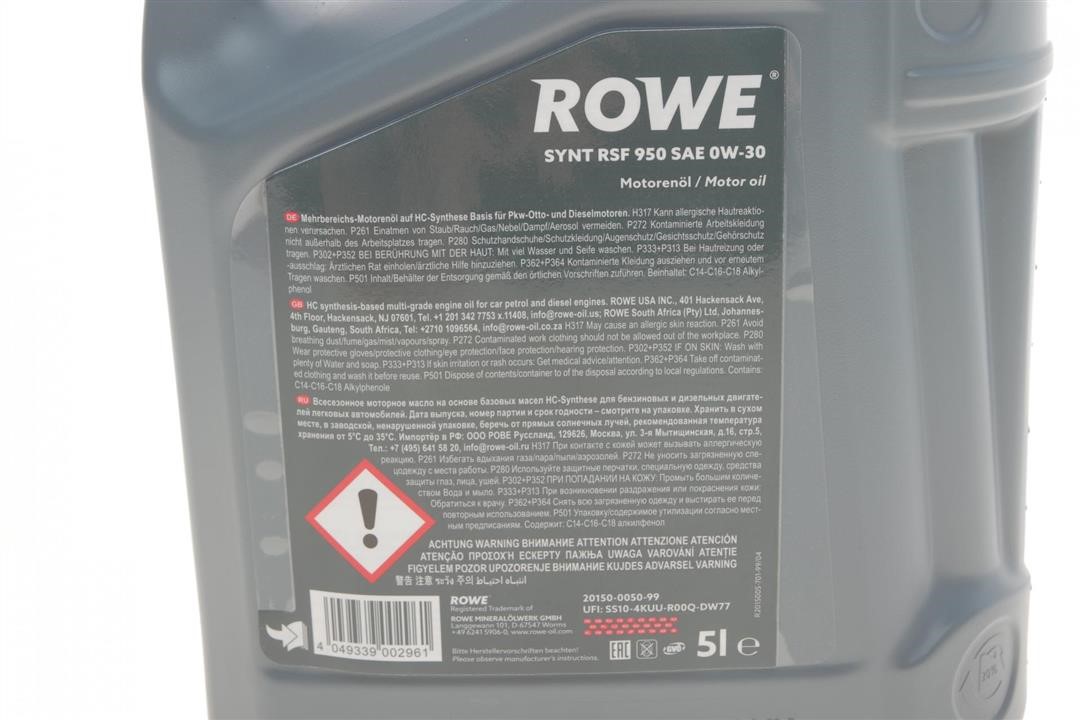 Engine oil ROWE HIGHTEC SYNT RSF 950 0W-30, 5L Rowe 20150-0050-99
