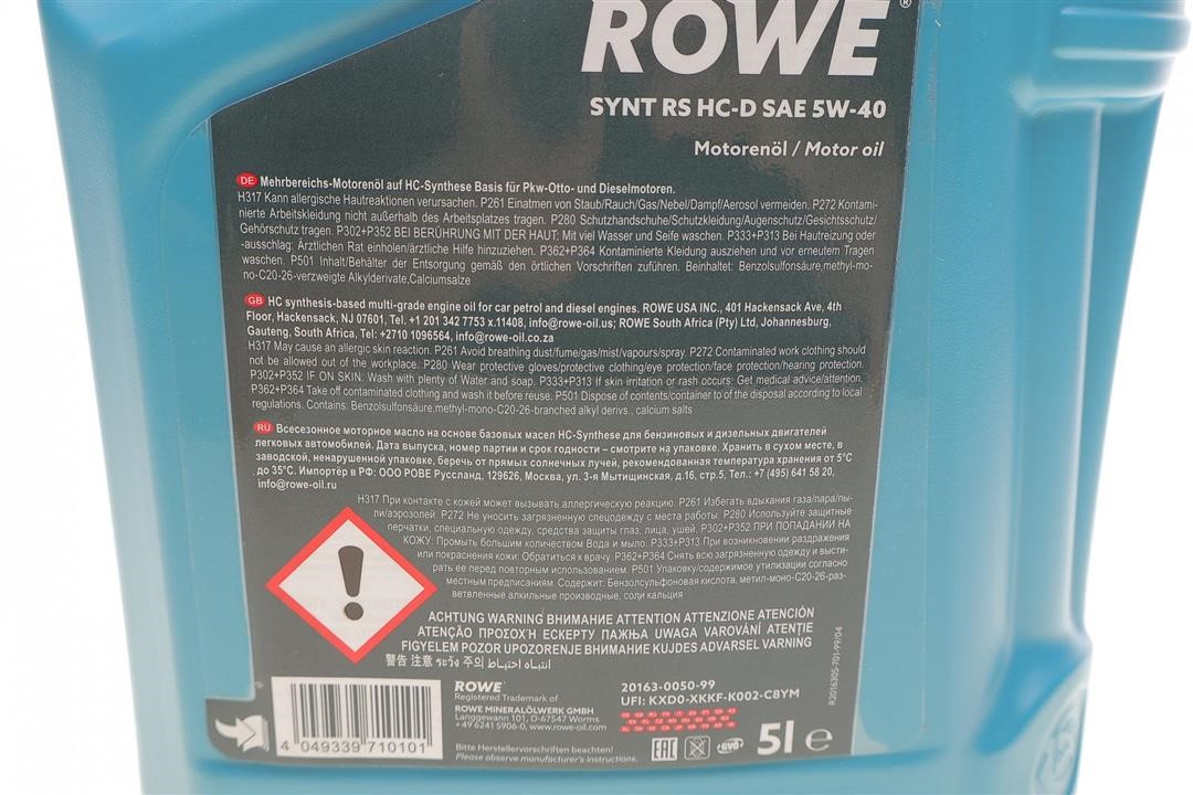 Engine oil ROWE HIGHTEC SYNT RS HC-D 5W-40, 5L Rowe 20163-0050-99