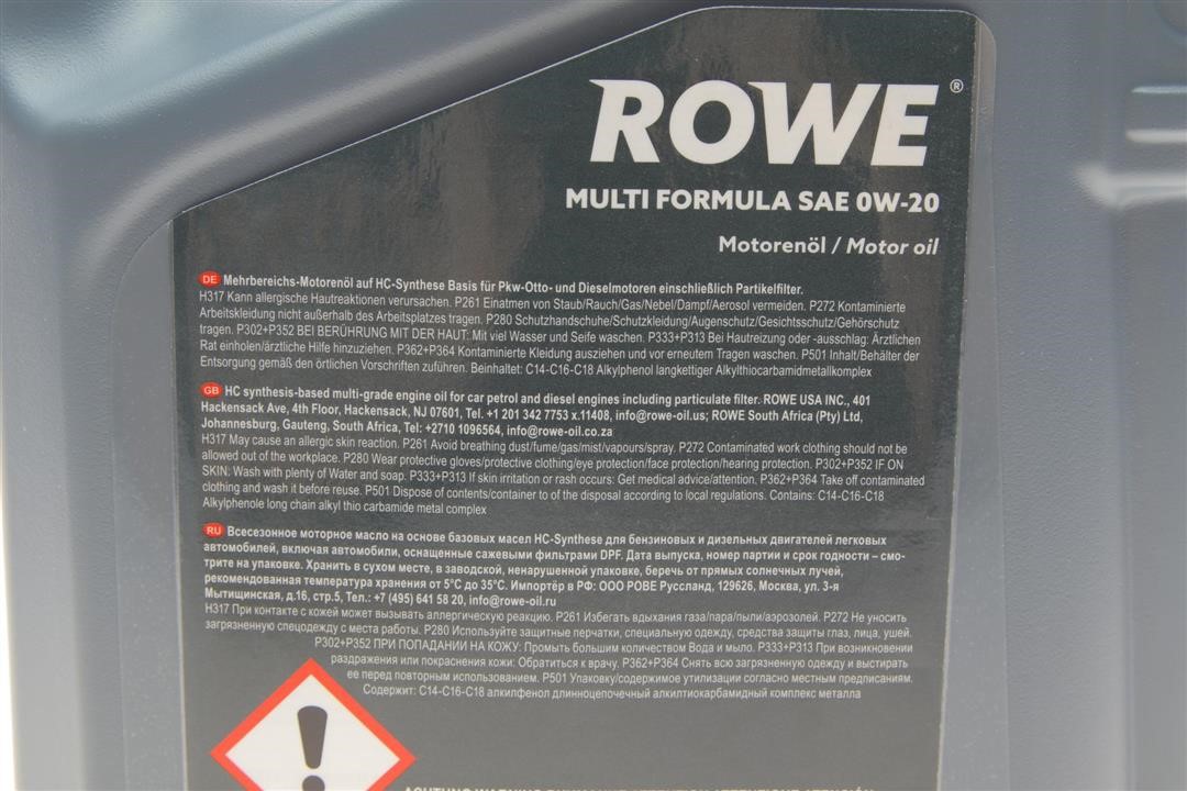 Engine oil ROWE HIGHTEC MULTI FORMULA 0W-20, 5L Rowe 20202-0050-99