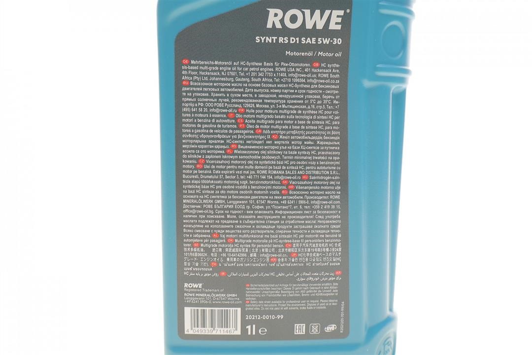 Engine oil ROWE HIGHTEC SYNT RS D1 5W-30, 1L Rowe 20212-0010-99