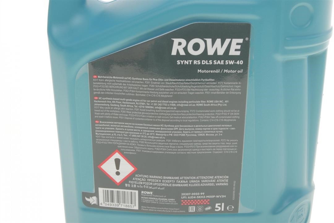 Engine oil ROWE HIGHTEC SYNT RS DLS 5W-40, 5L Rowe 20307-0050-99