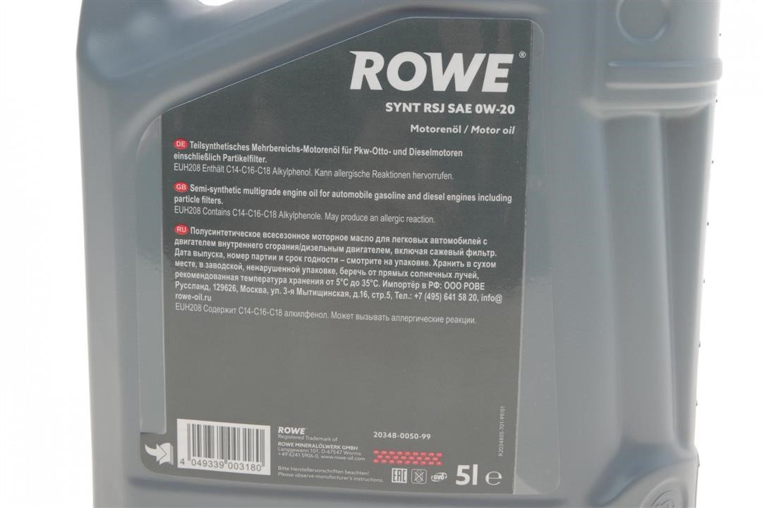 Engine oil ROWE HIGHTEC SYNT RSJ 0W-20, 5L Rowe 20348-0050-99