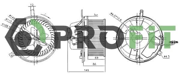 Profit 1860-0004 Fan assy - heater motor 18600004