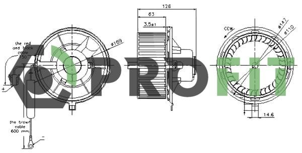 Profit 1860-0014 Fan assy - heater motor 18600014