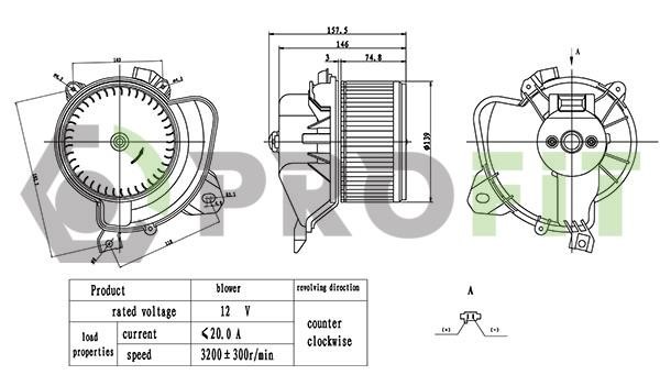 Profit 1860-0061 Fan assy - heater motor 18600061