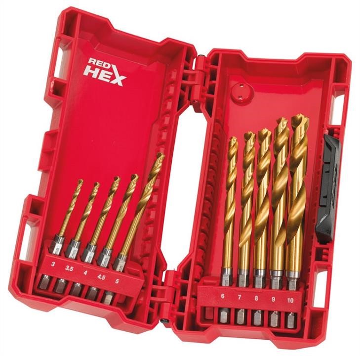 48894759 Milwaukee Shockwave Hss-G Tin Red Hex Drill Bits - Drill Set in Cassette 10 Pcs (New