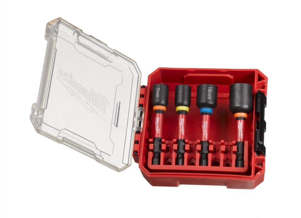 4932492445 Milwaukee Set of 6-point Hex Sockets (7/8/10/13 Mm) 4Pcs Handle 1/4 Length 65Mm Pack