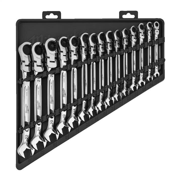 4932478558 Milwaukee Combination Wrench Set 15 Pcs With Movable Ratchet Head - Metric