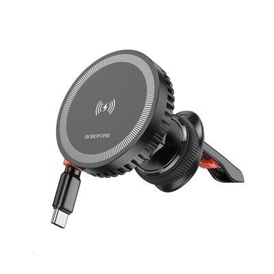 Borofone 6941991108617 Mobile holder with a wireless charger BOROFONE BH207 Mona retractable magnetic wireless fast charging car hol 6941991108617