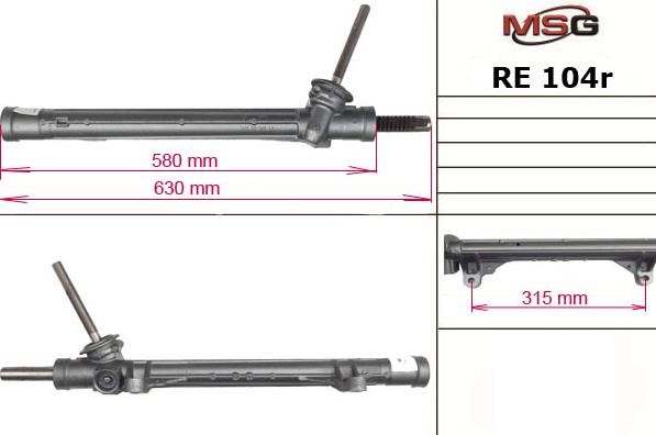 MSG Rebuilding RE104R Reconditioned steering rack RE104R