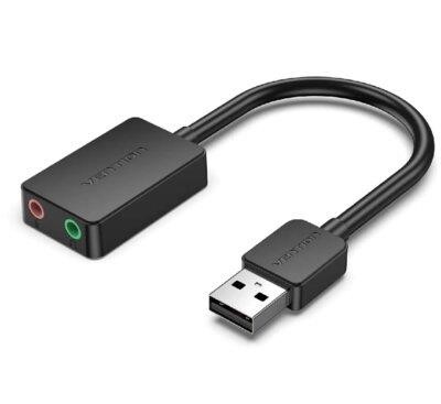 Vention CDYB0 Adapter Vention 2-port USB External Sound Card 0.15M Black (CDYB0) CDYB0