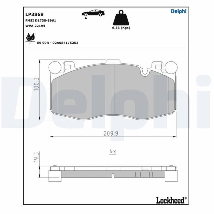 Brake pad BMW X6: LP3868 Delphi Brake pad set