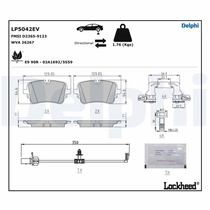 Delphi LP5042EV Brake pad set LP5042EV LP5042EV Delphi Brake pad set
