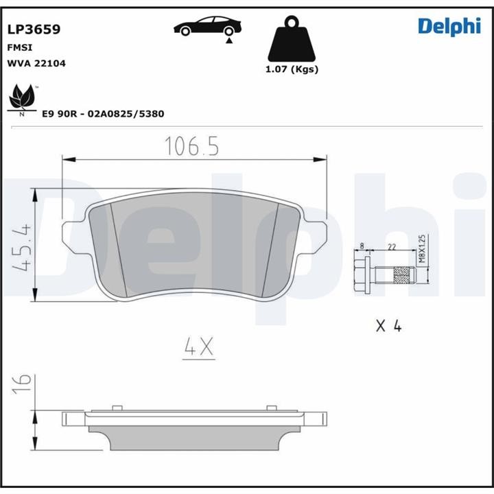 Delphi LP3659 Brake Pad Set, disc brake LP3659