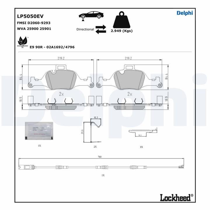 Brake pad BMW iX3: LP5050EV Delphi Brake pad set