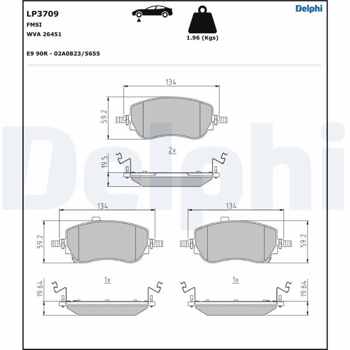 Delphi LP3709 Brake Pad Set, disc brake LP3709
