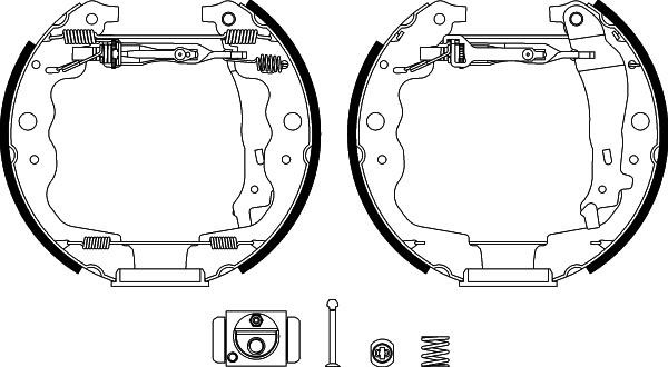 Brake shoe kit Dacia: 84069301 Textar Brake shoes with cylinders, set