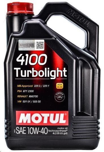 Motul 10W404100TURBOLIGHT4L Engine oil Motul 4100 TURBOLIGHT 10W-40, 4L 10W404100TURBOLIGHT4L 10W404100TURBOLIGHT4L Motul Engine oil Motul 4100 TURBOLIGHT 10W-40, 4L