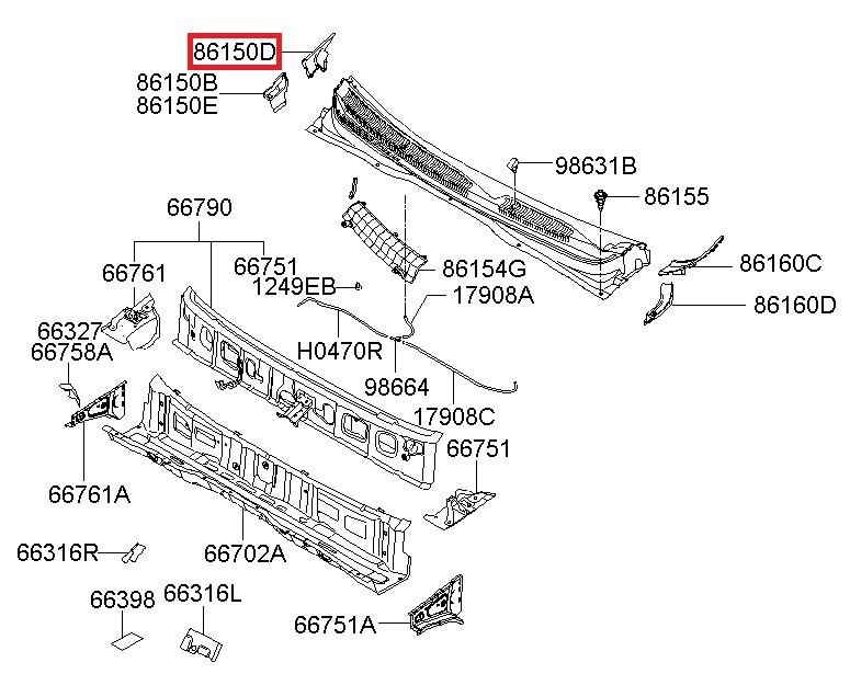 861501E010 Hyundai/Kia Windshield trim
