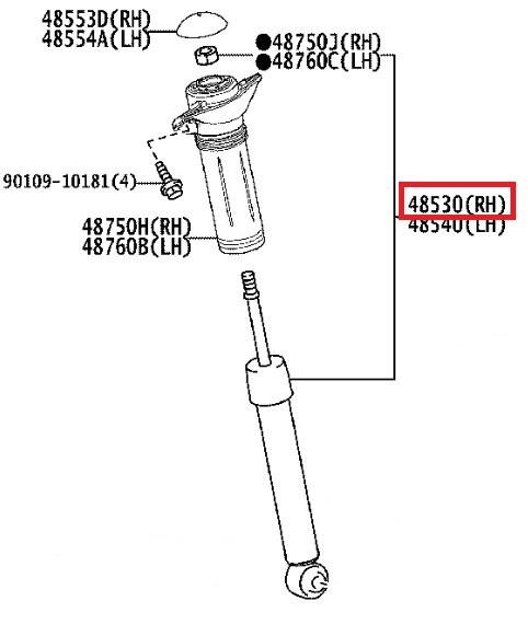 Suspension strut Toyota Avalon: 4853080863 Toyota Rear suspension shock