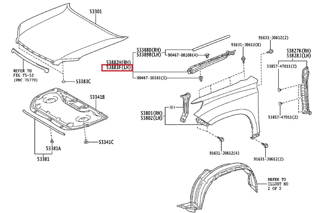 5380860090 Toyota Wing bracket