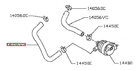 14055JG76B Nissan Coolant hose