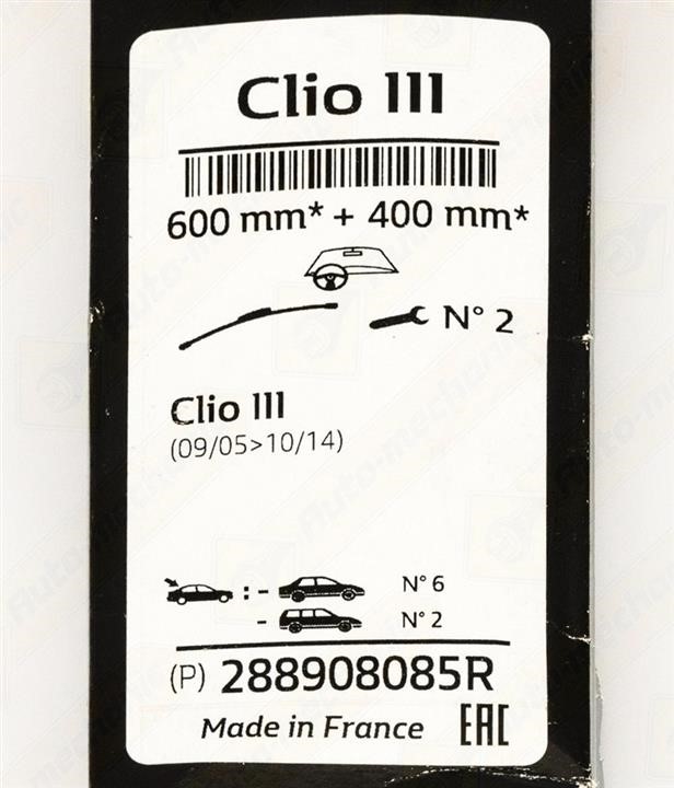 Wiper Blade Kit 600/400 Renault 28 89 080 85R