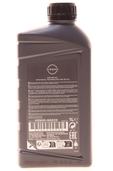 Engine oil Nissan Motor Oil ST C4 5W-30, 1L Nissan KE900-90033