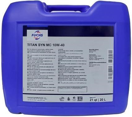 FTSYNMC10W4020L Fuchs Engine oil Fuchs TITAN SYN MC 10W-40, 20L