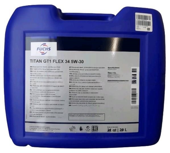 Fuchs FTGT1FLEX345W3020L Engine oil Fuchs TITAN GT1 FLEX 34 5W-30, 20L FTGT1FLEX345W3020L FTGT1FLEX345W3020L Fuchs Engine oil Fuchs TITAN GT1 FLEX 34 5W-30, 20L