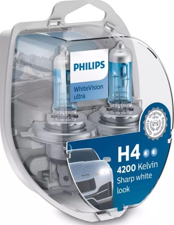 Front main light KIA Picanto (Kia Picanto): 12342WVUSM Philips Halogen lamp Philips Whitevision Ultra 12V H4 60/55W