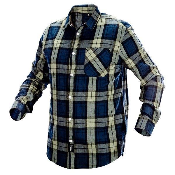 81541XL Neo Tools Flannel men shirt, dark blue-olive-black, size XL