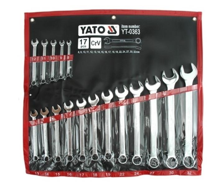 YT0363 Yato Combination spanner set, polished head 8-32, 17 pcs