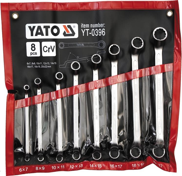 YT0396 Yato Bi-hexagonal ring spanner set, polished head 6-22 mm, 8 pcs